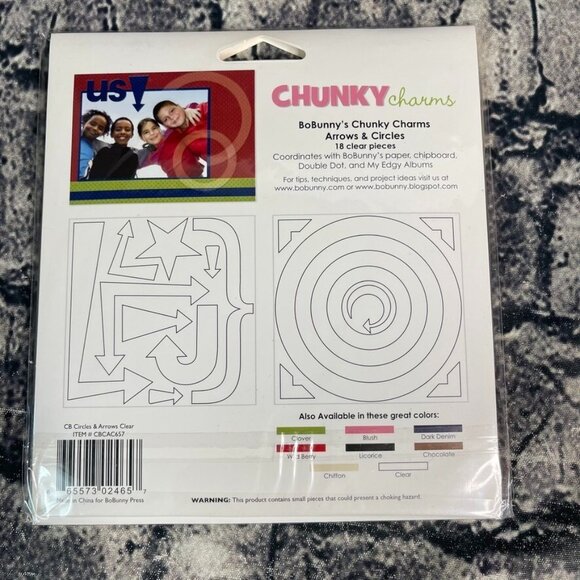 Bo Bunny CHIPBOARD stickers chunky charms Red Black Clear Arrows & Circles - Picture 4 of 12